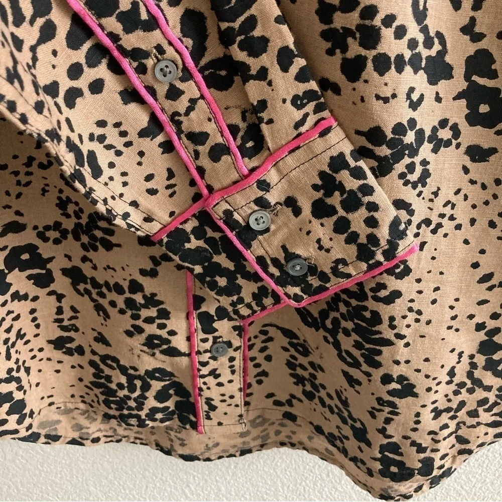 J. Crew Button-up Shirt in Leopard Print Ashen Black Long Sleeve